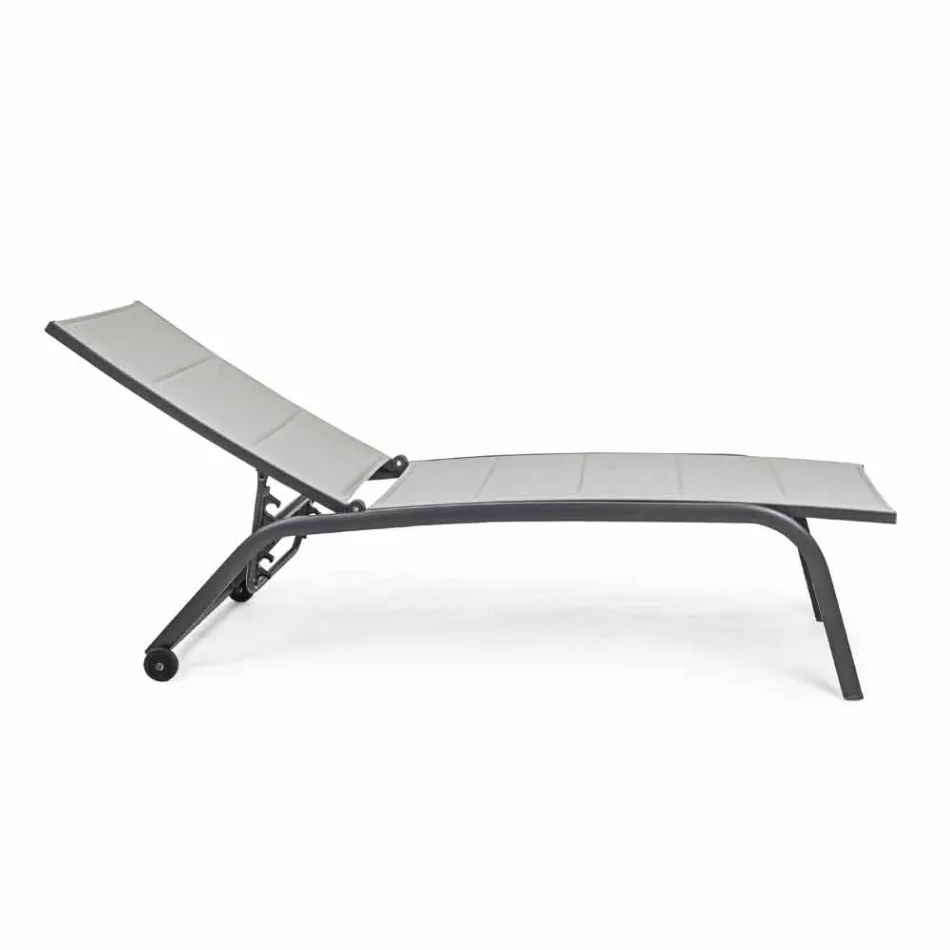 Garden Chaise Longue with Wheels and Reclining Backrest, 4 Pieces - Babilonia Viadurini