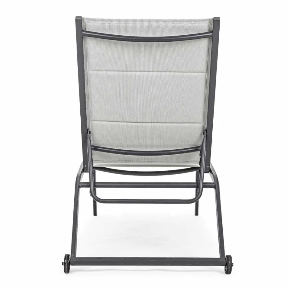 Garden Chaise Longue with Wheels and Reclining Backrest, 4 Pieces - Babilonia Viadurini