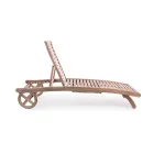 Wooden Garden Chaise Longue with Design Wheels for Outdoor - Roxen Viadurini