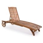 Wooden Garden Chaise Longue with Design Wheels for Outdoor - Roxen Viadurini