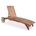 Garden Chaise Longue in Wood with Design Wheels for Outdoor - Roxen