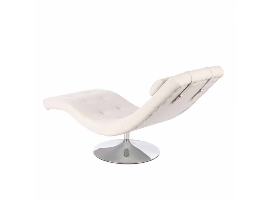 Modern Design Chaise Longue in Leatherette and Chromed Metal - Comfort Viadurini