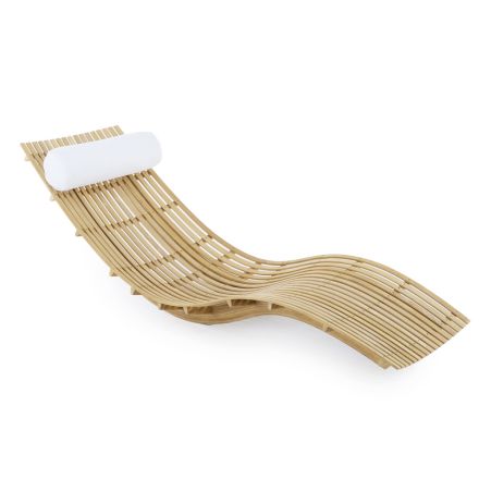 Outdoor Stackable Chaise-Longue in Teak Made in Italy with Cushion - Haylin Viadurini