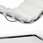 Chromed Steel Chaise Longue with Leather Seat Made in Italy - Diamond Viadurini