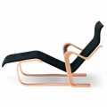Wooden Chaise Longue with Cotton Seat Made in Italy - Formentera