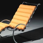 Leather Chaise Longue with Chromed Steel Structure Made in Italy - Beirut Viadurini