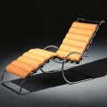 Leather Chaise Longue with Chromed Steel Structure Made in Italy - Beirut