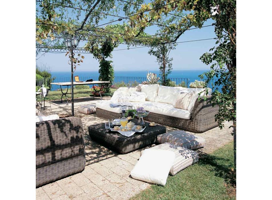 Right Outdoor Chaise-Lounge Woven in Synthetic Fiber Made in Italy - Barnabus Viadurini