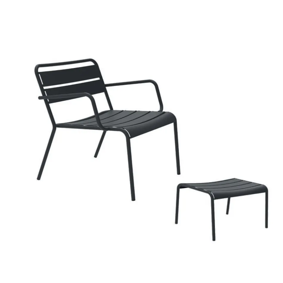 Outdoor Chaise Loungue with Metal Footrest Made in Italy - Amina Viadurini