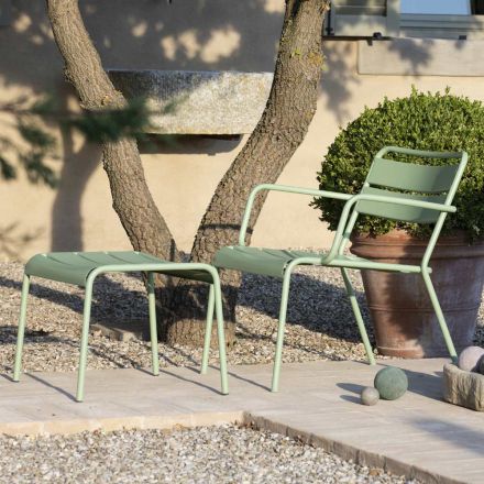 Outdoor Chaise Loungue with Metal Footrest Made in Italy - Amina Viadurini