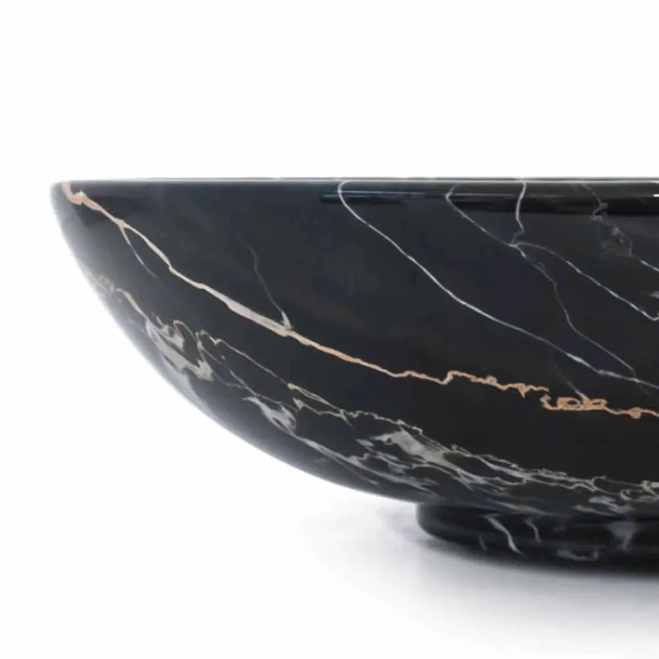 Large Round Bowl in Portoro or Paonazzo Marble Made in Italy - Glazer Viadurini