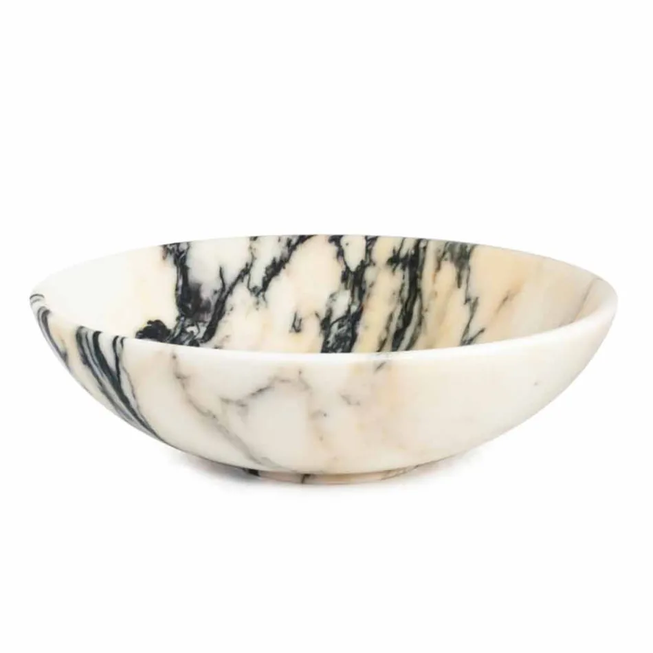 Large Round Bowl in Portoro or Paonazzo Marble Made in Italy - Glazer Viadurini