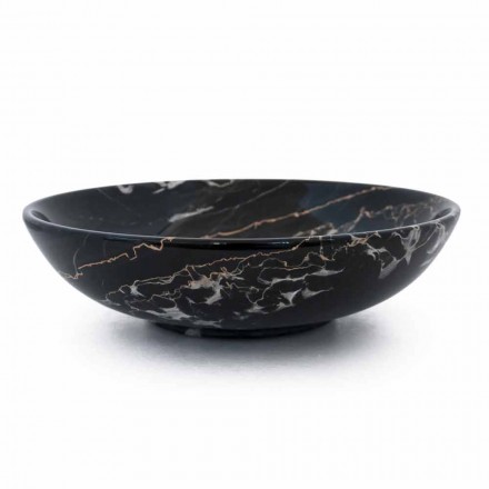 Large Round Bowl in Portoro or Paonazzo Marble Made in Italy - Glazer Viadurini