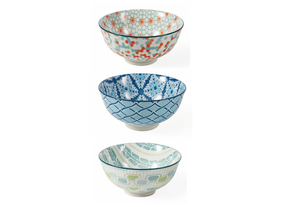 Enamelled Stoneware Bowls with Double Internal External Decoration 12 Pcs - Spirito Viadurini