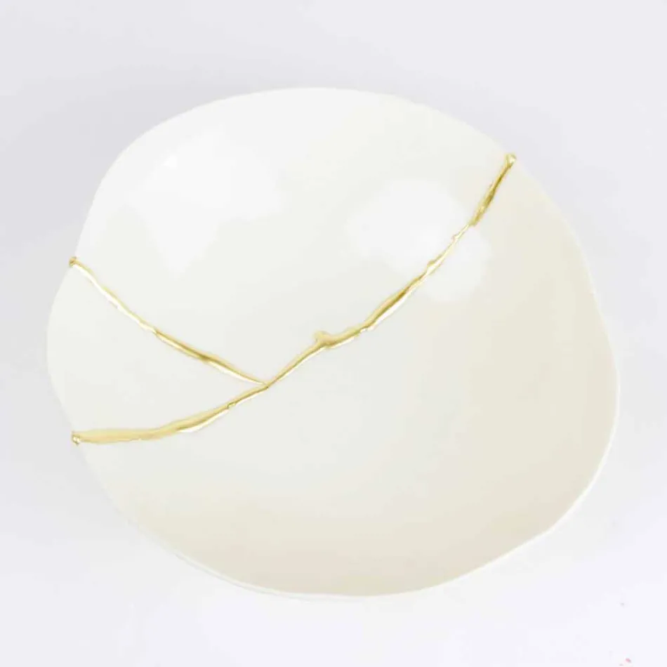 Bowls in White Porcelain and Gold Leaf Italian Luxury Design - Cicatroro Viadurini