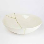 Bowls in White Porcelain and Gold Leaf Italian Luxury Design - Cicatroro Viadurini