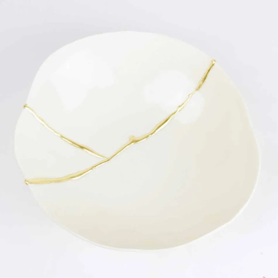 Bowls in White Porcelain and Gold Leaf Italian Luxury Design - Cicatroro Viadurini