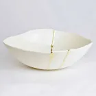 Bowls in White Porcelain and Gold Leaf Italian Luxury Design - Cicatroro Viadurini