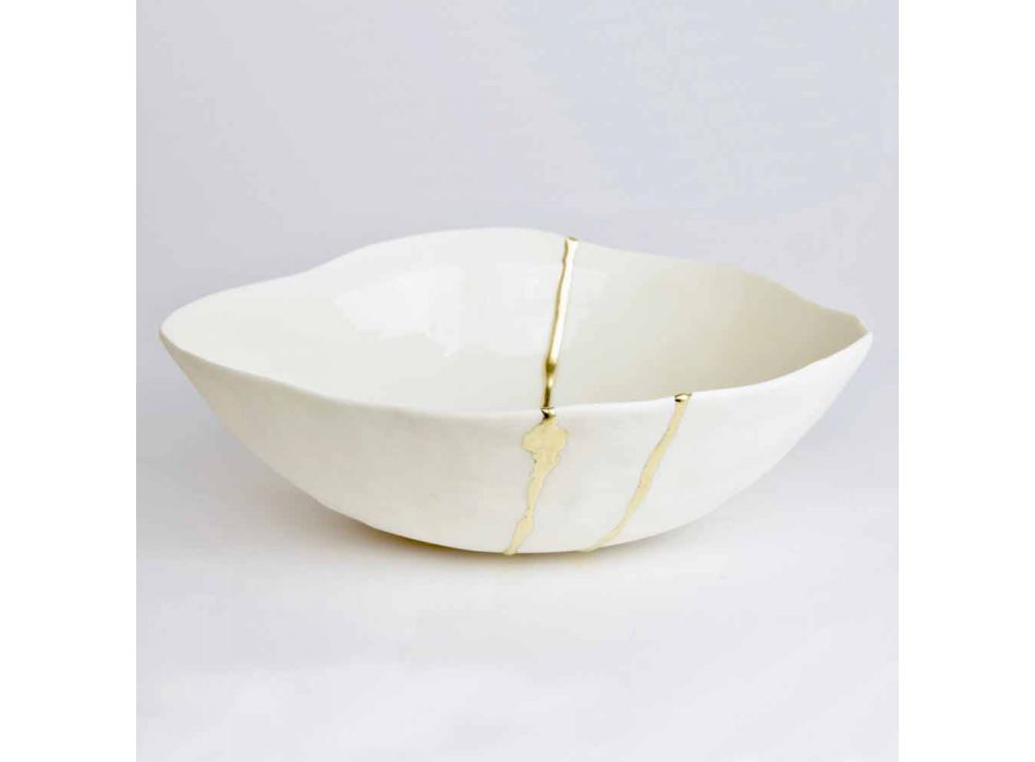 Bowls in White Porcelain and Gold Leaf Italian Luxury Design - Cicatroro Viadurini