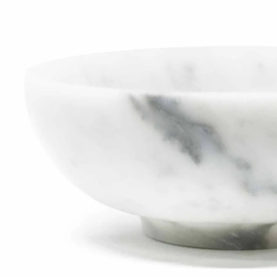 Round Bowl in Satin White Carrara Marble Made in Italy - Delly Viadurini