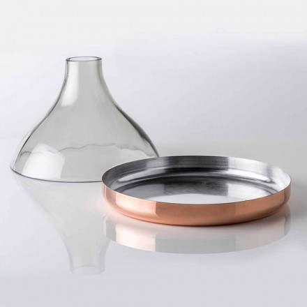Glass Cloche with Copper Pan 2 Pieces Modern Luxury Design - Doriana Viadurini