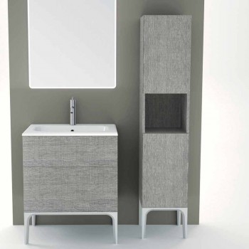 Bathroom column with 2 doors in modern design eco-wood Ambra, made in Italy