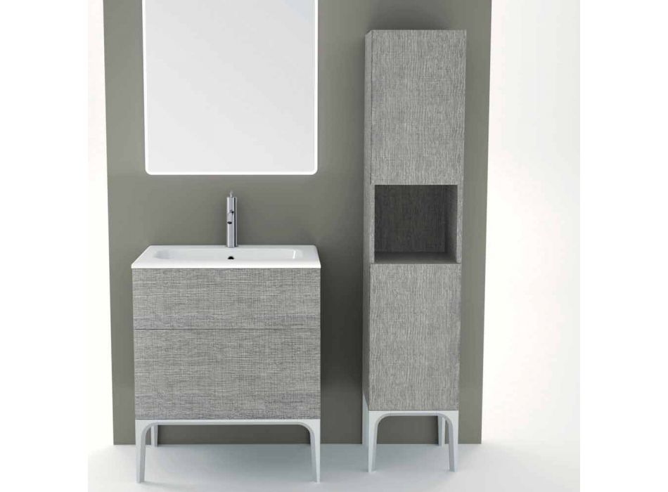 Bathroom column with 2 doors in modern design eco-wood Ambra, made in Italy Viadurini