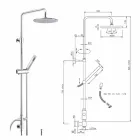 Round Section Shower Column in Brass with Hand Shower Made in Italy - Amadeo Viadurini