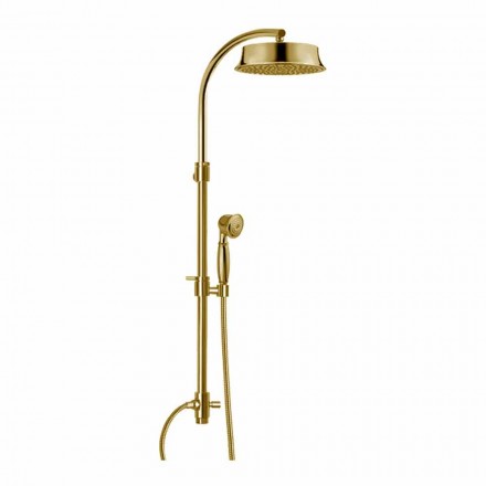 Classic Brass Shower Column with Round Shower Head Made in Italy - Yari Viadurini