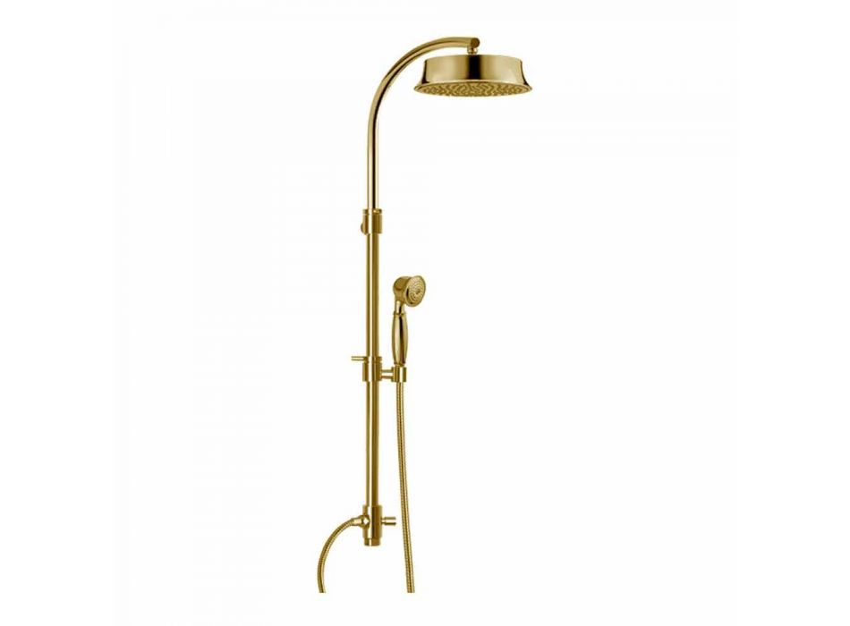 Classic Brass Shower Column with Round Shower Head Made in Italy - Yari