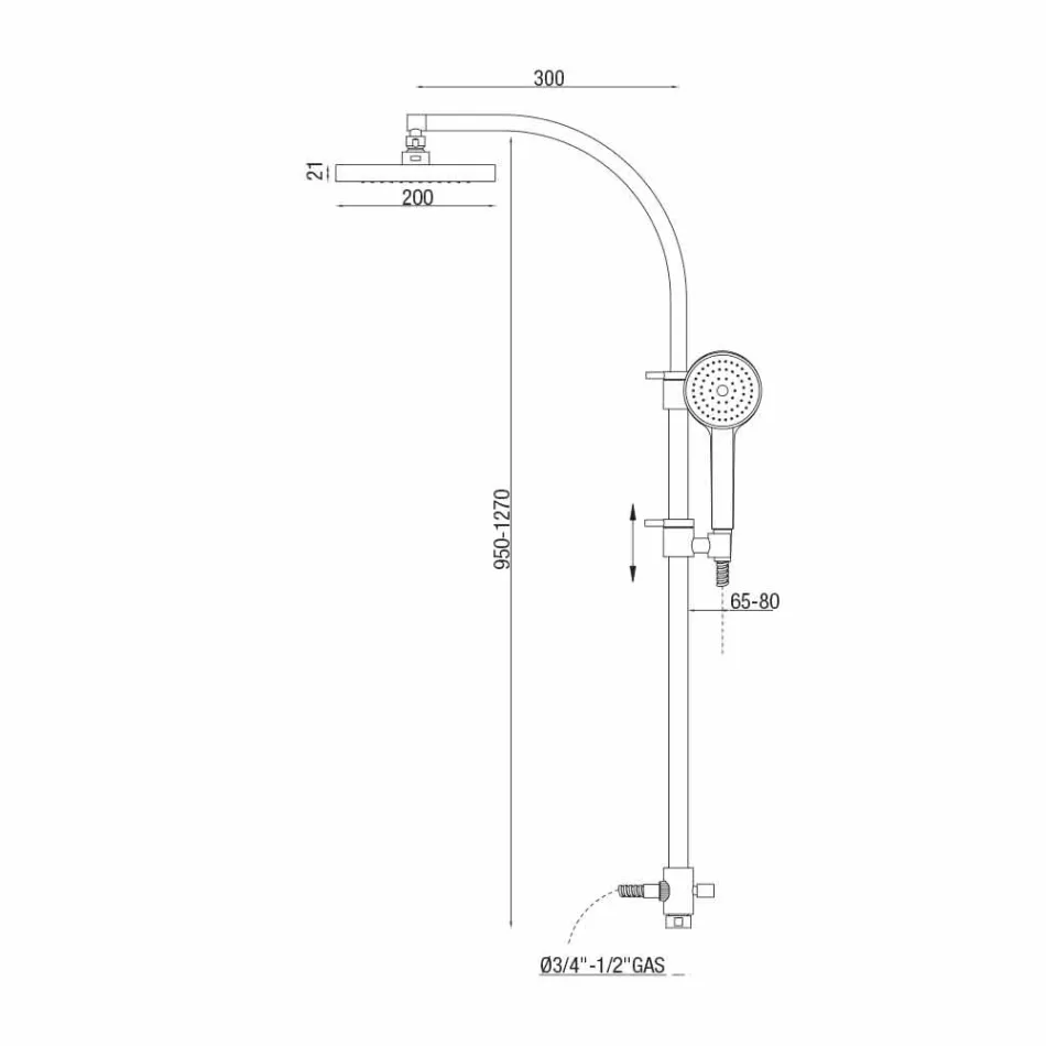 Shower Column with Diverter and Square Shower Head Made in Italy - Silver Viadurini