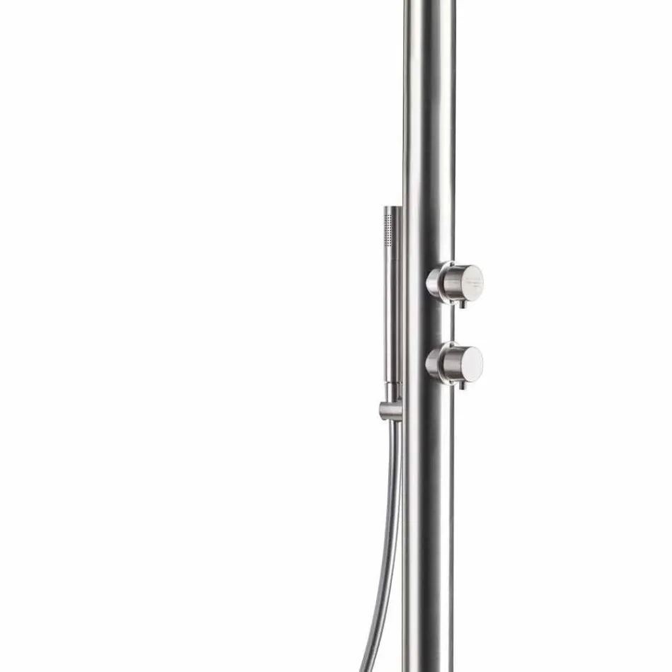 Stainless Steel Garden Shower Column with Hand Shower Made in Italy - Marlen Viadurini