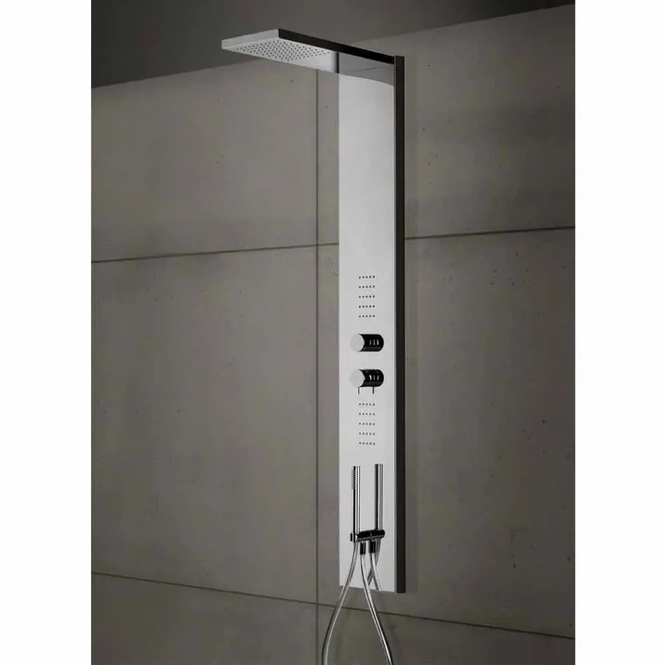 Steel Shower Column with Rain Showerhead Made in Italy - Sailor Viadurini