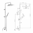Shower column in brass with shower head and hand shower in Abs Made in Italy - Lesio Viadurini