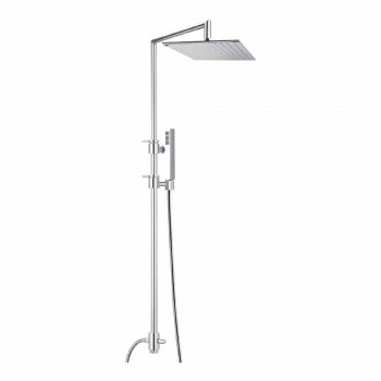 Brass Shower Column with Square Steel Shower Head Made in Italy - Lipari