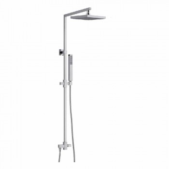 Brass Shower Column with Square Steel Showerhead Made in Italy - Regino