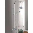 Brass Shower Column with Round Shower Head and Hand Shower Made in Italy - Brillo Viadurini