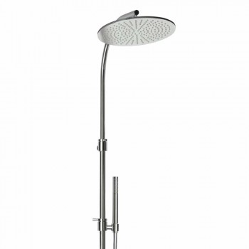 Brass Shower Column with Round Steel Showerhead Made in Italy - Kennedy