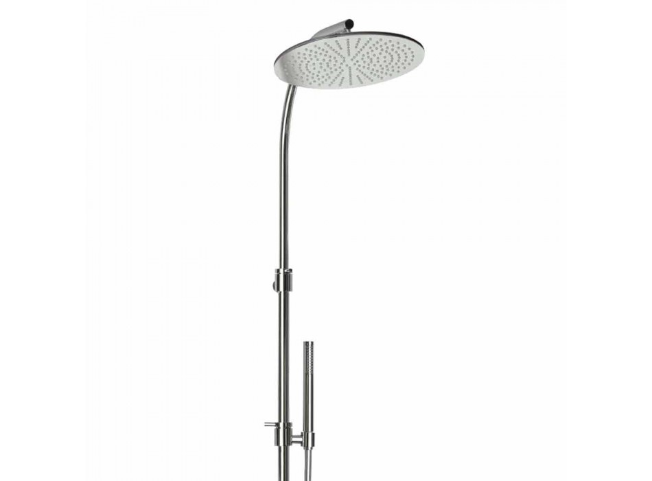 Brass Shower Column with Round Steel Showerhead Made in Italy - Kennedy
