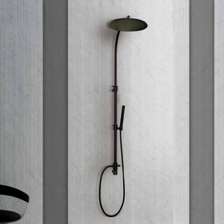 Brass Shower Column with Round Steel Showerhead Made in Italy - Kennedy Viadurini