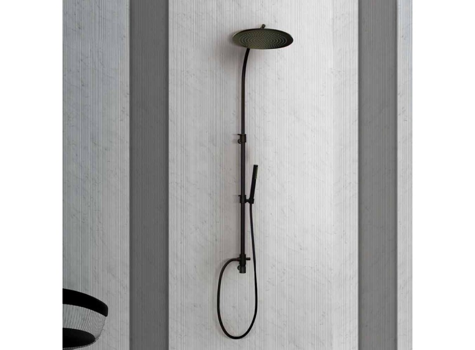 Brass Shower Column with Round Steel Showerhead Made in Italy - Kennedy Viadurini