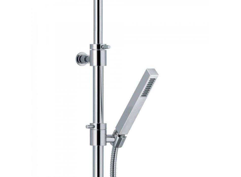 Shower column in chromed brass with flexible hose and hand shower made in Italy - Griso Viadurini