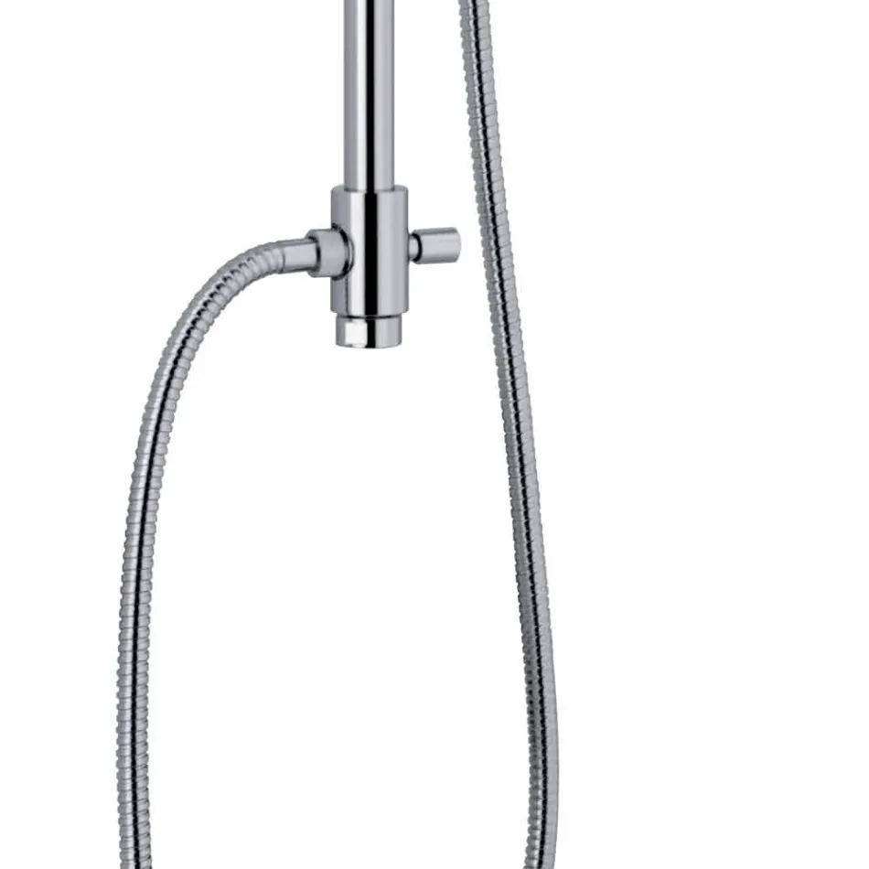 Shower column in chromed brass with shower head and flexible hose Made in Italy - Cunio Viadurini