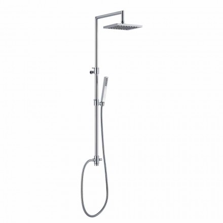 Shower column in chromed brass with shower head and flexible hose Made in Italy - Cunio Viadurini