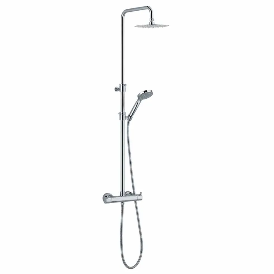 Shower column in chromed brass with round shower head Made in Italy - Griso Viadurini