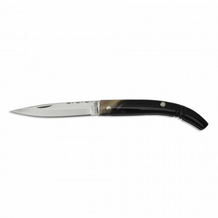 Knife with Steel Blade and Ox Horn Handle Made in Italy - Gobbo Viadurini