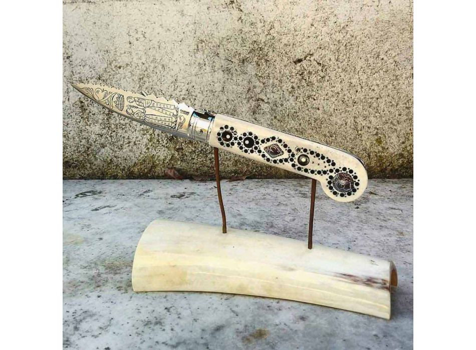 Antique Handcrafted Love Knife in Horn and Steel Made in Italy - Amour Viadurini