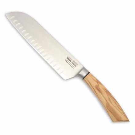 Handcrafted Santoku Knife with Horn or Wood Handle Made in Italy - Toki Viadurini