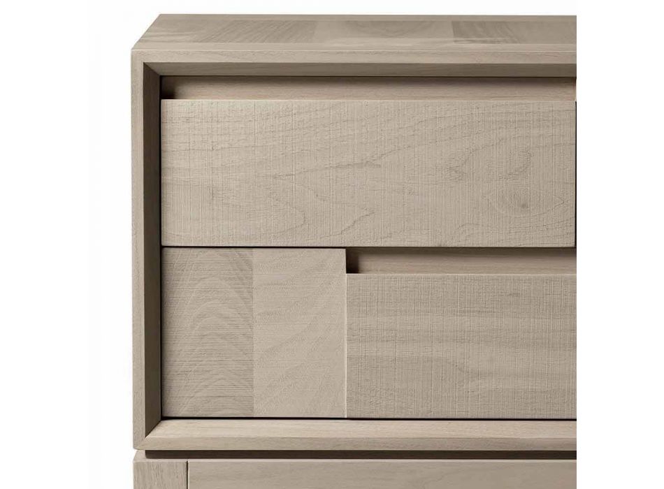 Dresser 2 drawers in modern design walnut solid wood, Nino