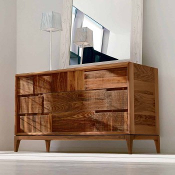 Dresser 3 drawers modern design in solid walnut, Nino